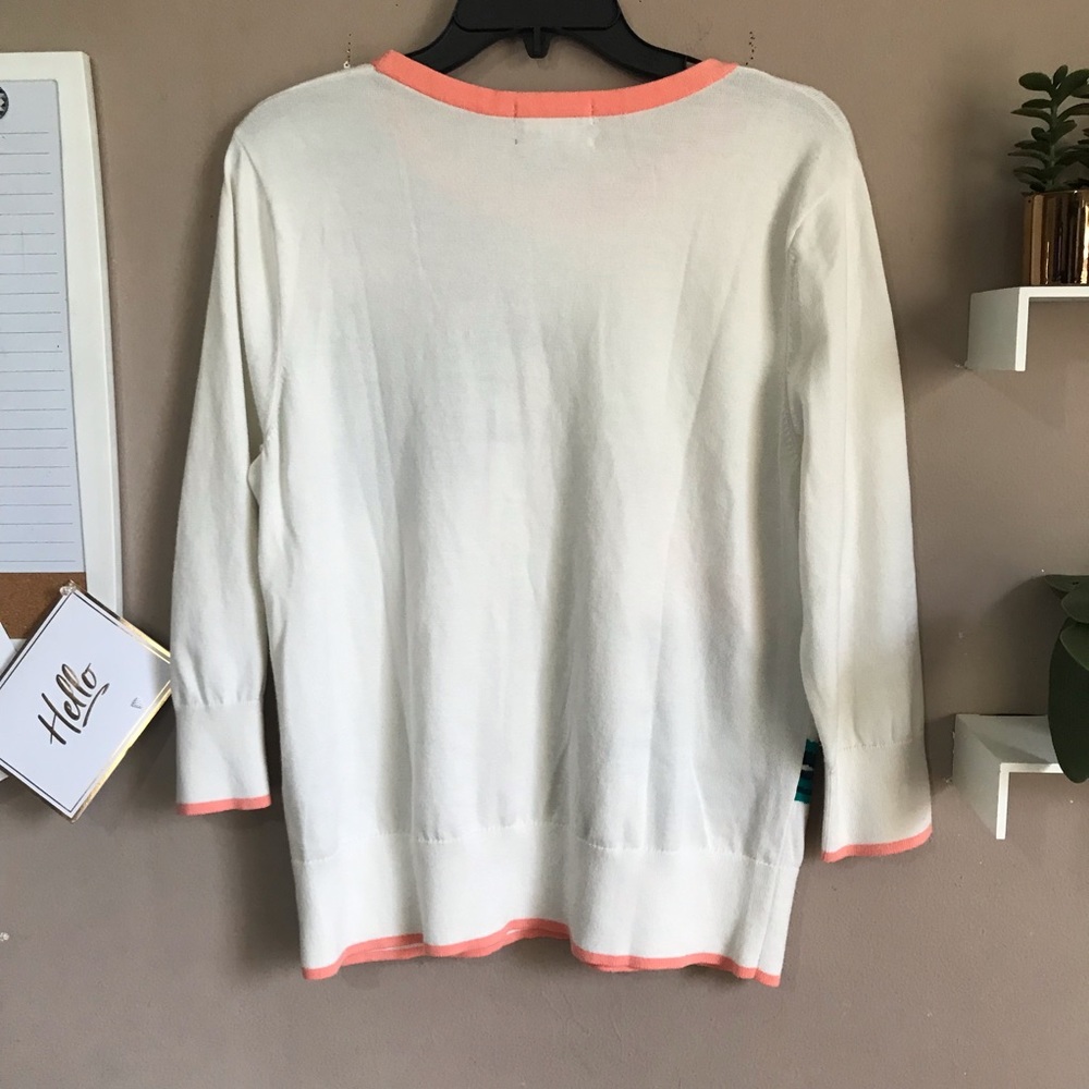 Lands' End Supima Cotton Sweater Flamingo floral - Picture 4 of 5